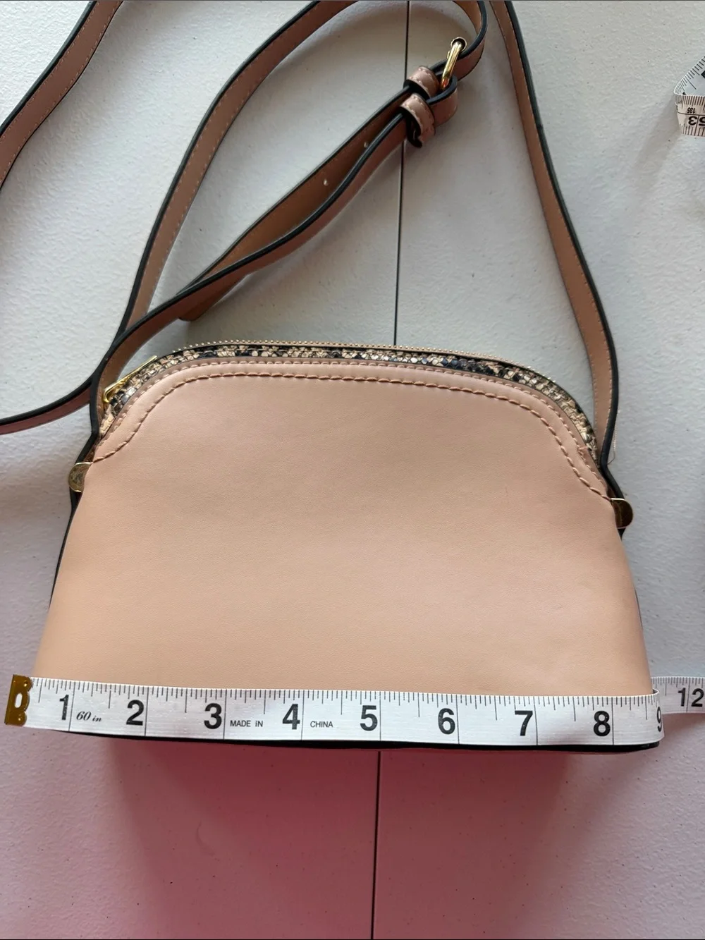A NEW DAY Beige Faux Leather Crossbody Bag